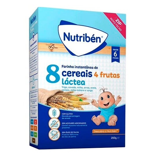 Nutriben 8 Cereais 4 Frutas Láctea com Glúten 250g