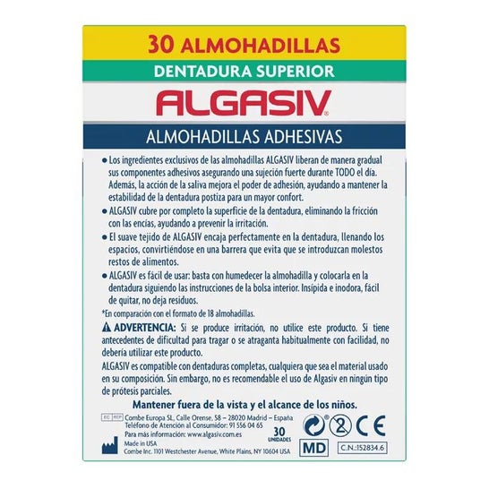 Algasiv Almohadillas Adhesivas Prótesis Dental Superior 30uds Algasiv Almohadillas Adhesivas Prótesis Dental Superior 30uds