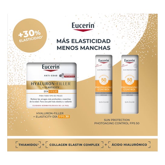 Eucerin Pack antiedad Hyaluron-Filler Elasticity Día FPS 30 50ml + 2 Minis Photoaging Control FPS 50+ 2x5ml