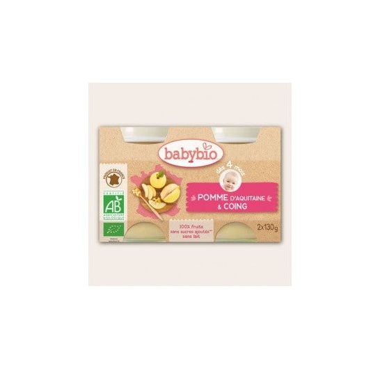 Babybio Organic Quince Jars em 4 meses 2x130g