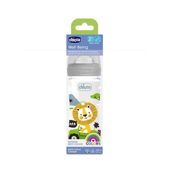 Chicco Well Being Biberão Neutro Silicone Fluxo Médio 2M+ 250ml Chicco Well Being Biberão Neutro Silicone Fluxo Médio 2M+ 250ml