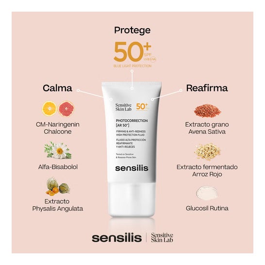 Sensilis Photocorrection [AR 50+] Fluido Reafirmante Anti-Rougeurs SPF50+ 2x40 ml