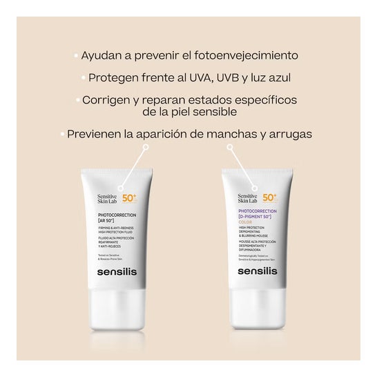 Sensilis Photocorrection [AR 50+] Fluido Reafirmante Anti-Rougeurs SPF50+ 2x40 ml