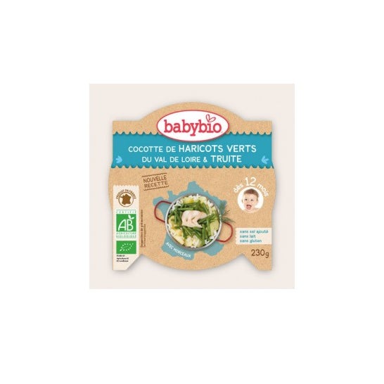 Coco Orgânico Babybio Mon P'tit Plat de Feijão Verde do Vale do Loire e Truta 230g