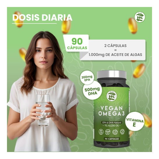 HN Vegan Omega 3 EPA & DHA Natural Óleo de Algas 90 caps