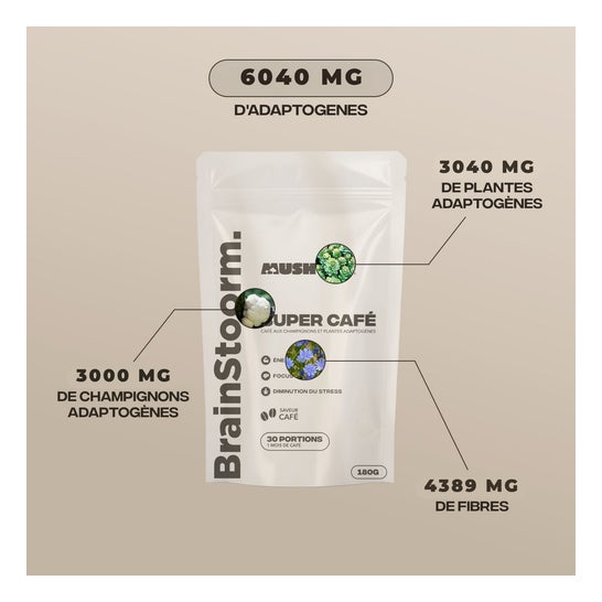 Mush N Go Café Adaptogénico Brainstoorm Sabor Café 180 g