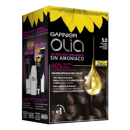 Garnier Olia Cor de cabelo permanente N°5.0 Castanho claro 4 peças