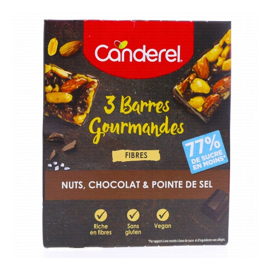 Canderel Barritas Gourmet Nuez, Chocolate y Punta de Sal 3x35g