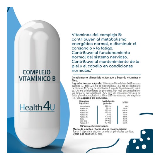 H4u Complejo Vitamínico B 30 Cápsulas De 400 Mg