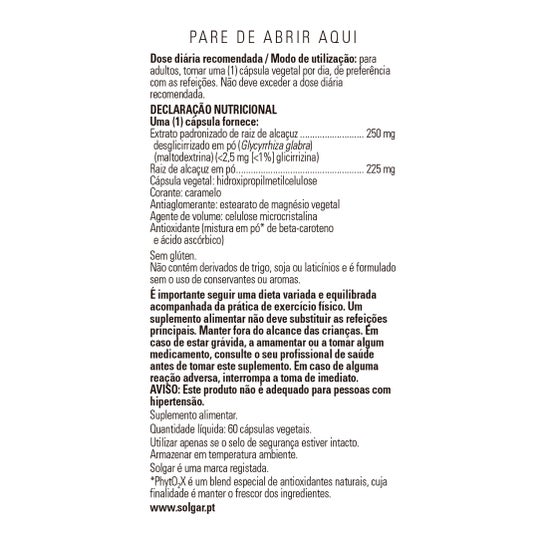 Extrato De Solgar Graciacyrrized De Racóz 60cáps. Vegeta