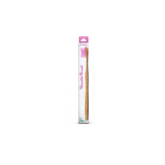 Escova de dentes de bambu adulto rosa médio