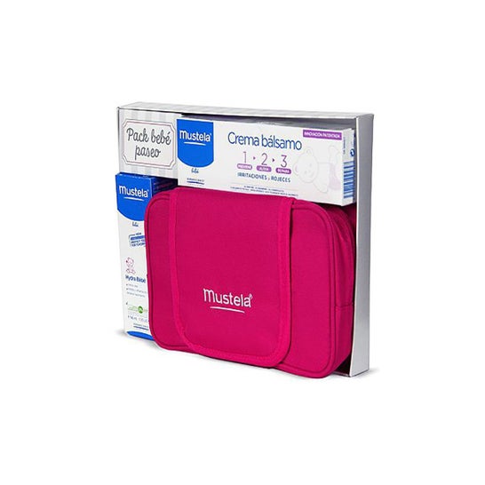 Mustela Mustela Mustela Baby Pack Pack Saco de banho bálsamo bebé rosa 1 2 3 100ml+ Hydra baby facial 40ml