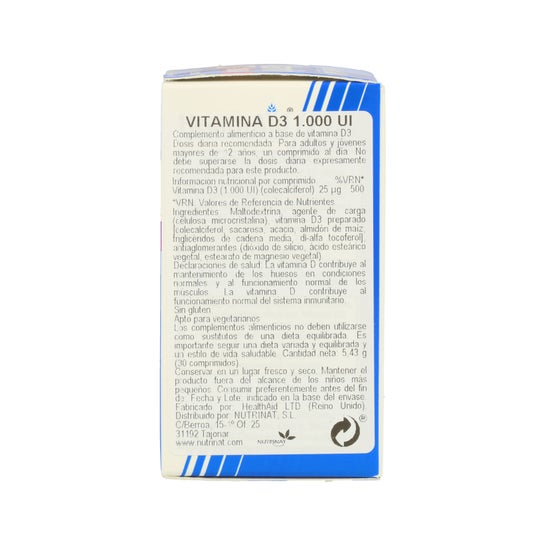 HealthAid Vitamina D3 1 000 Ui 30comp