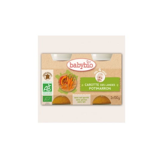 Babybio Small Pots Potimarron Cenoura Cenoura Orgânica ds 4 meses 2 x130g