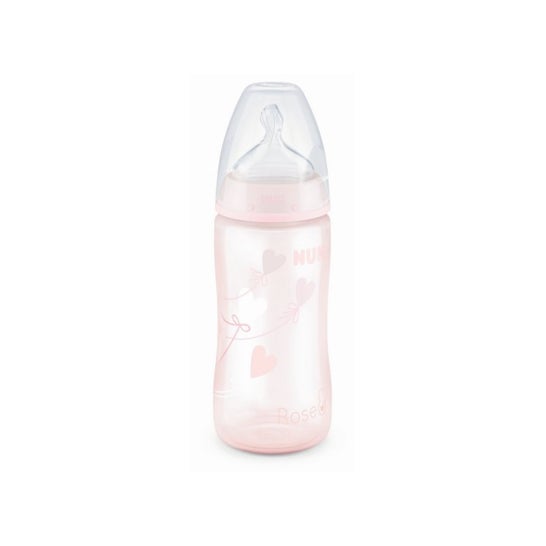 Nuk Biberon Polypropylene Avec Tétine Silicone Rose 300ml