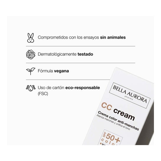 Bella Aurora Crema Solar Con Color Spf50 Piel Sensible