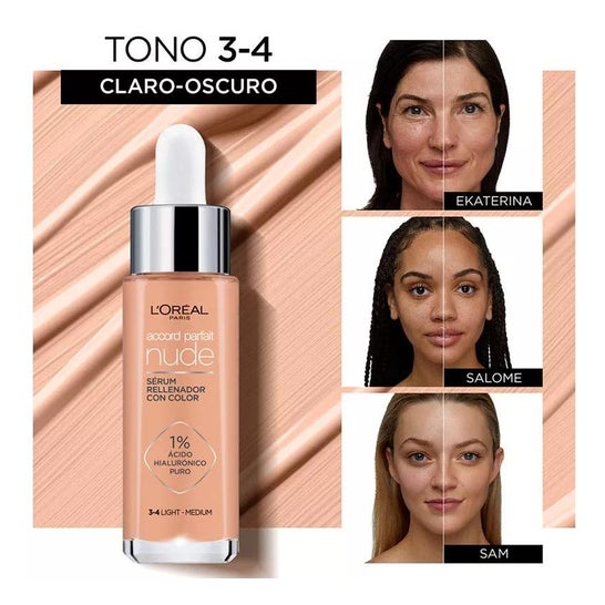 L'Oréal Accord Parfait Nude Serum 3-4 Light Medium 30ml L'Oréal Accord Parfait Nude Serum 3-4 Light Medium 30ml