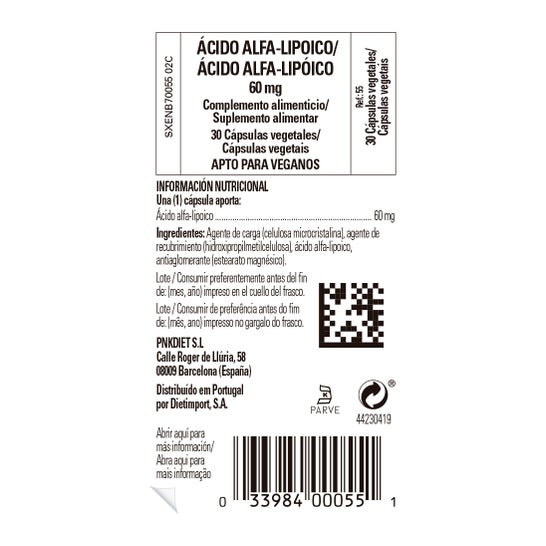 Ácido Solgar Alfa lipóico 60mg 30 cápsulas. Vegetal
