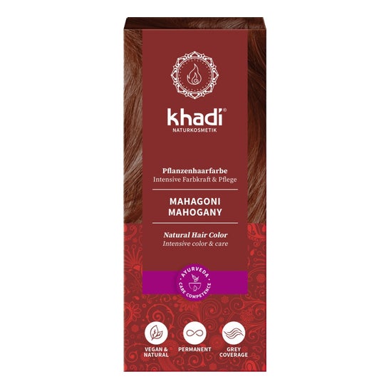 Khadi Henna Corante Natural Castanho Mogno 100g