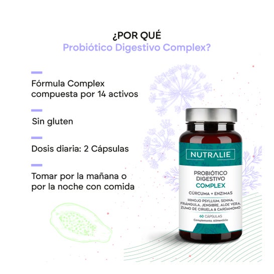 Nutralie Probiótico Digestivo Complex  Cúrcuma + Enzimas 60caps