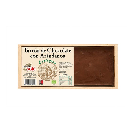 Chocolates Sole Turron de Chocolate com Arandanos Bio 200g