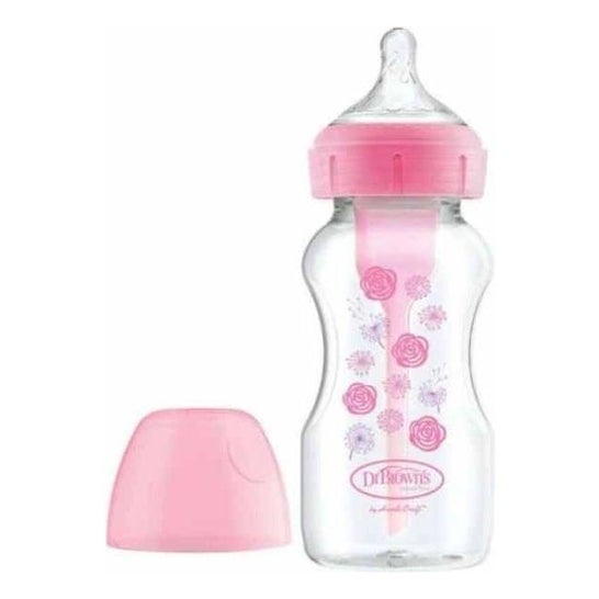 Dr Brown's Biberon Silicona Natural Flow Rosa Flores 270ml 1ud