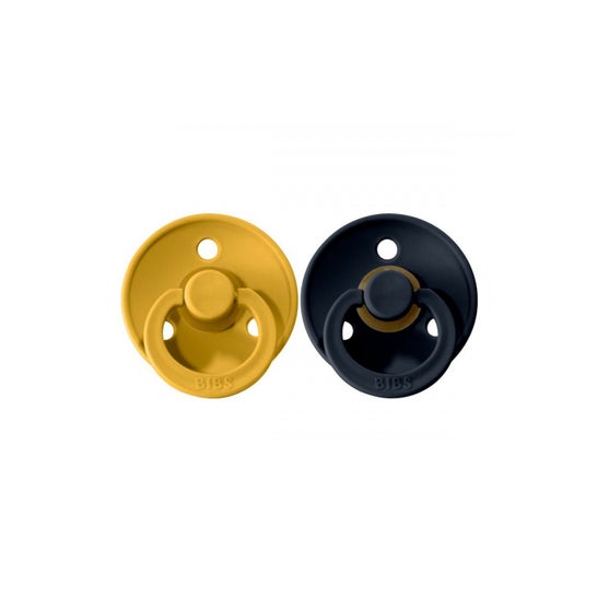 Bibs Duo Soother Latex Pacifier Black Mustard 0-6M 2uds
