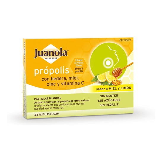 Juanola™ pastilhas de própolis hera, mel, zinco e vitamina C 24uds