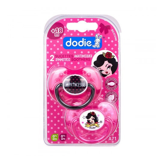 Dodie Dodie Dodie Dodie Duo Anatomical Pacifier Silicone +18 meses Girly Lot de 2