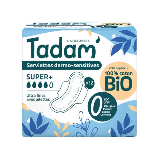 Tadam' Compressas Dermo-Sensitivas Super+ Algodão Bio 12 unid.