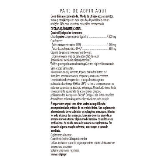 Solgar Omega 3 Alta Concentração 30 Cápsulas