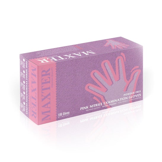 Maxter Luvas Nitrilo Sem Pó Tamanho S Rosa 100 Unidades
