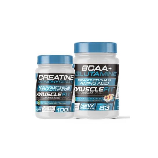 MuscleFit Pack Glutamina + BCAA´s Melocotón 500g + Creatina Monohidrato 300g + Shaker