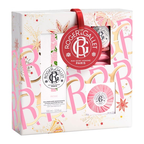 Roger & Gallet Rosa Set Natal 2023 Água Perfumada Bath Tab Sabão