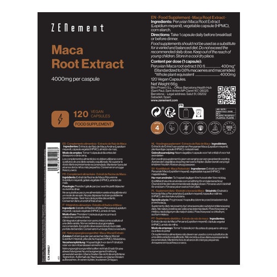 Zenement Extracto Raíz de Maca 4000mg 120vcaps