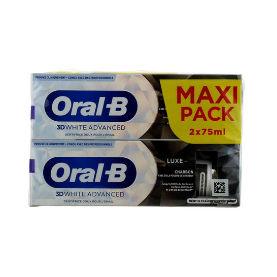 Oral-B Luxe Charbon 3D White Advanced Pasta Dentes 2x75ml