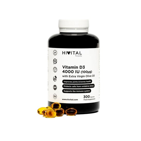 Vitamina D3 4000 UI 300 perlas Hivital, 300 perlas (Código PF )