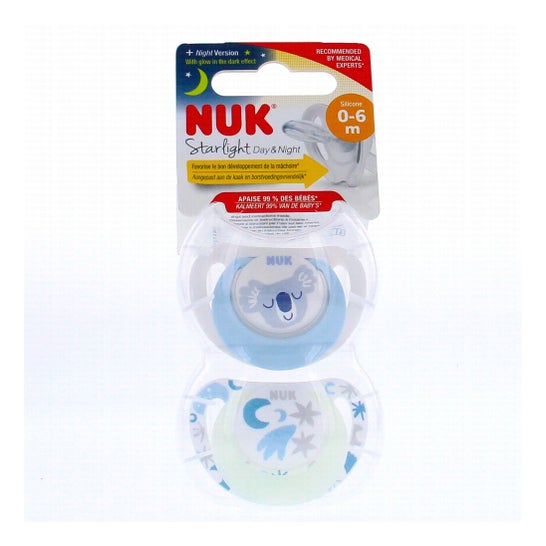 Nuk Starlight Soothers Dia e Noite 0-6 Meses 2 peças