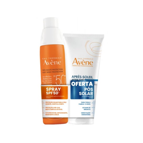 Avène Set Solar Spray Spf50+ 200ml + Pós-Solar Leite Reparador 200ml