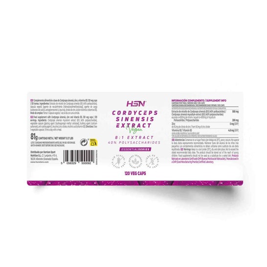 HSN Extracto de Cordyceps 8:1 500mg 120vcaps