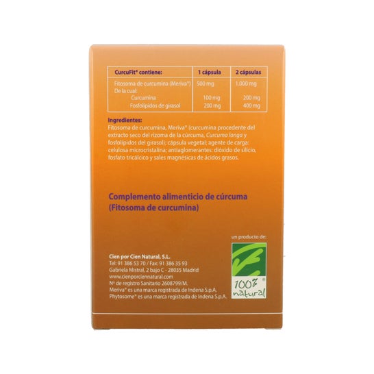 100% Natural CurcuFit 90 cápsulas