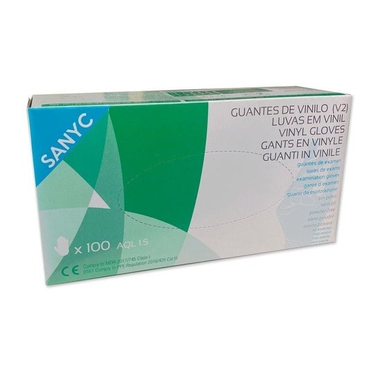 Sanyc Newmark Vinyl Glove Powder Free Tamanho Pequeno 100 Unidades