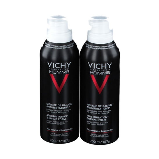 Espuma de Barbear Vichy Homme Espuma de Barbear Anti-Irritação Espuma de Barbear Lote 2 X 200Ml