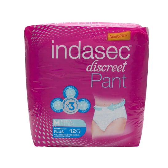 Indasec ™ Pant Plus tamanho médio 12uds
