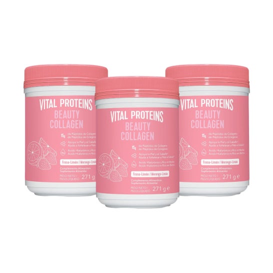 Vital Proteins Pack Beauty Collagen Péptidos de Colágeno Fresa Limón 3x271g
