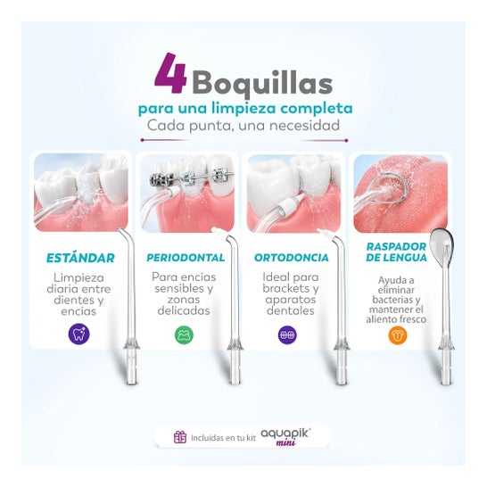AquaPik Kit Mini Irrigador Bucal Portátil Viagens Carga Usb Preto