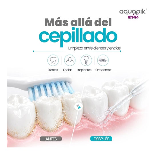 AquaPik Kit Mini Irrigador Bucal Portátil Viagens Carga Usb Preto