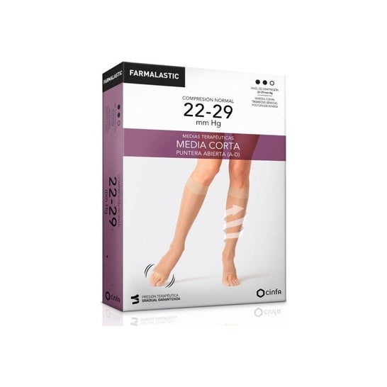 Farmalastic Media Corta Puntera Abierta Talla G Camel 1Par