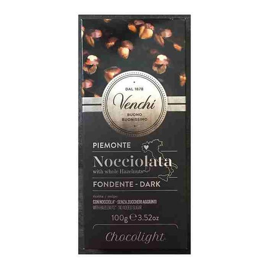 Venchi Chocolight Barra de Chocolate Negro con Avellanas 100g