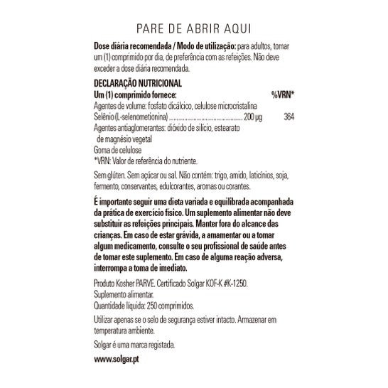Solgar Selenio 200 Mcg (sin Levadura) 250 Comp
